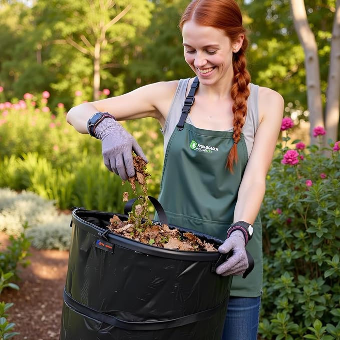 YUDI & GARDEN 45 Gallon Collapsible Garden Bag｜Collapsible Trash Can｜Camping Trash Can,Black,for Collecting Weeds, Party and Yard Waste