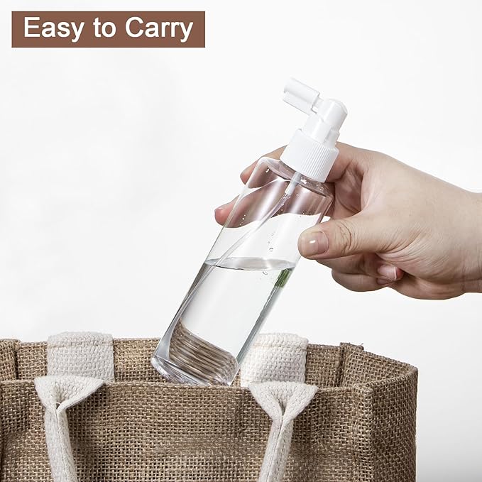 Yebeauty Clear 6 Pack 200ml/6.8oz Plastic Refillable Travel Size Spray Bottle Long Mouth Mini Spray Bottles Empty with Tight Cap for Gardening Mouthwash Small Reusable Perfume Atomizer