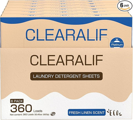 CROS 360 Loads Laundry Detergent Sheets Linen Scent, for Travel, Home, Apartment, Dorm, Laundry Detergent Strips Eco Friendly, Hypoallergenic, Liquidless Washing Supplies