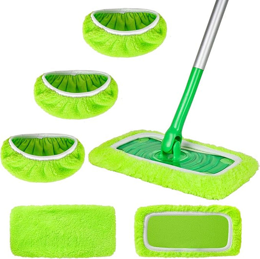 3 Pack Reusable Microfiber Mop Pads for Swiffer Sweeper Mop, Wet & Dry Use, Compatible with 10-12 Inch Flat Mops, Washable, Fits All Types of Floors