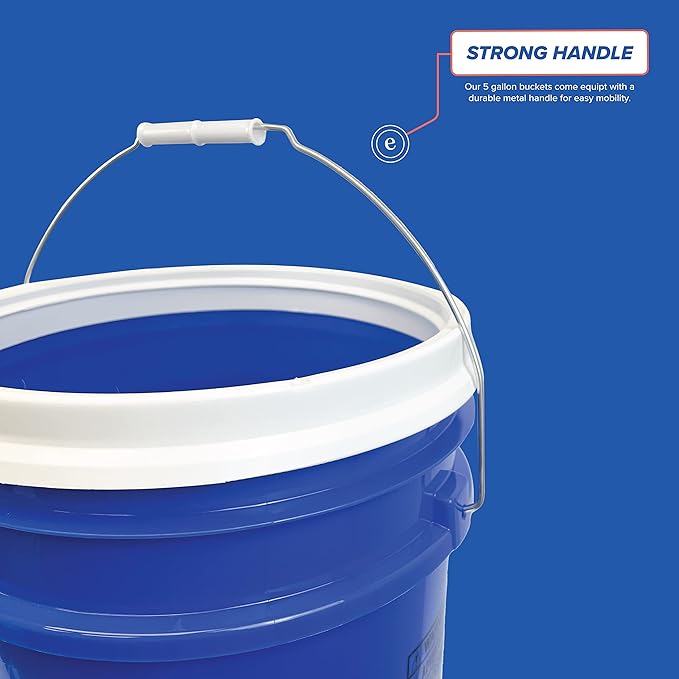 ePackageSupply 5 Gallon White Bucket with Gamma Seal Screw on Airtight Lid | Made in USA | Food Grade | Heavy-Duty | Durable 90 Mil All Purpose Pail | Easy Stack and Store | BPA Free (6 Count), Blue