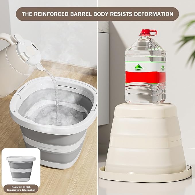 2-Pack Collapsible Buckets (2.6 Gallon/10L) - Foldable Rectangular Design with Handles, Space-Saving for RV, Camping, Car Wash, Fishing & Cleaning - Durable, Portable & Multi-Purpose