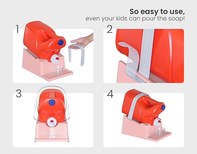 TidyFriend Laundry Detergent Holder Stand Organizer with Drip Tray, 3 Pack Laundry Soap Holder with Non-Slip Rubber Feet for Washing Space Organization, Angled Downward Slope for Easy Pouring (Rose)