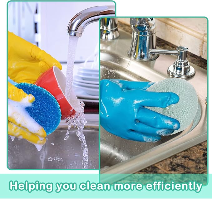 Nuogo 100 Pieces Reusable Plastic Dish Pot Scrubbers Bulk, Non-Scratch Nylon Scouring Pads for Kitchen Cleaning, Assorted Color Poly Mesh Dishwashing Pads for Household Use