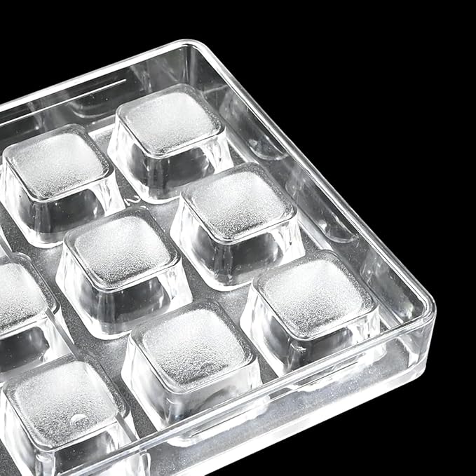 TUKE Square Polycarbonate Chocolate Mold 21 Cavities Premium Plastic Mold for Chocolate Making, Candy, Desserts – Food-Grade, Durable & Easy Release for DIY Home Baking (F_ Square)