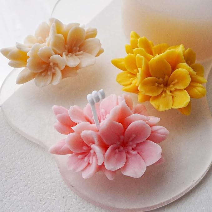 2PCS Blossom Flower Mold Silicone Flower Molds Fondant Chocolate Candy Cake Decoration Mold Silicone Molds for Epoxy Resin Casting Candle Soap DIY Art Craft Baking