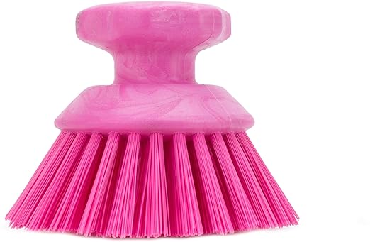 SPARTA 42395EC26 Plastic Scrubber Brush, Round Brush, Dish Scrub Brush With Color Coded For Cleaning, Kitchen, Bathroom, Bathtub, Dishes, Sink, 5 X 5 X 4 Inches, Pink