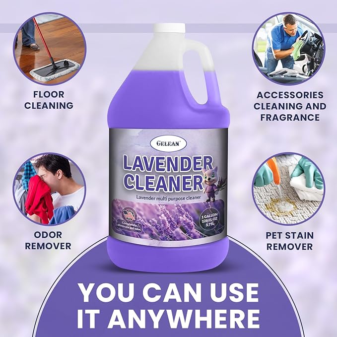 LAVENDER Multi Purpose Cleaner & Deodorant - MADE IN USA - Concentrate Lavander cleaner - Strong Odor Floor Cleaner - Floor Cleaner Odor eliminator 128oz