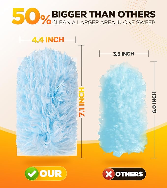 30 Count Duster Refill for Swiffer Duster with 1 Handle, One-Sided Disposable Dusters Refills with 4X Microfibers, Unscented Dusters for Cleaning Home, Furniture, Blinds & Vent