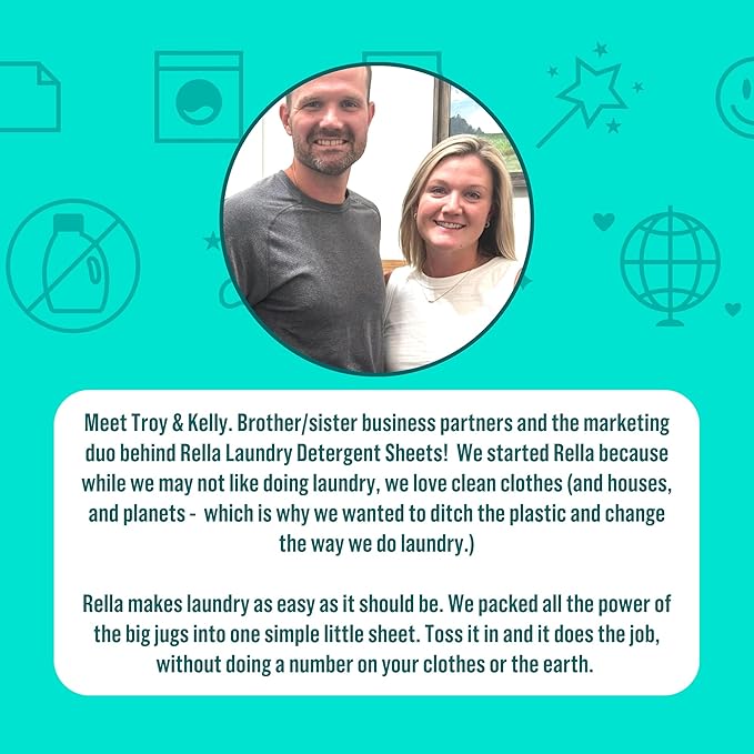 Rella Powerful Laundry Detergent Sheets, 120 Loads, Family Owned & Operated, Fresh Linen Scent, Biodegradable, Eco Friendly, Travel Laundry Detergent Sheets