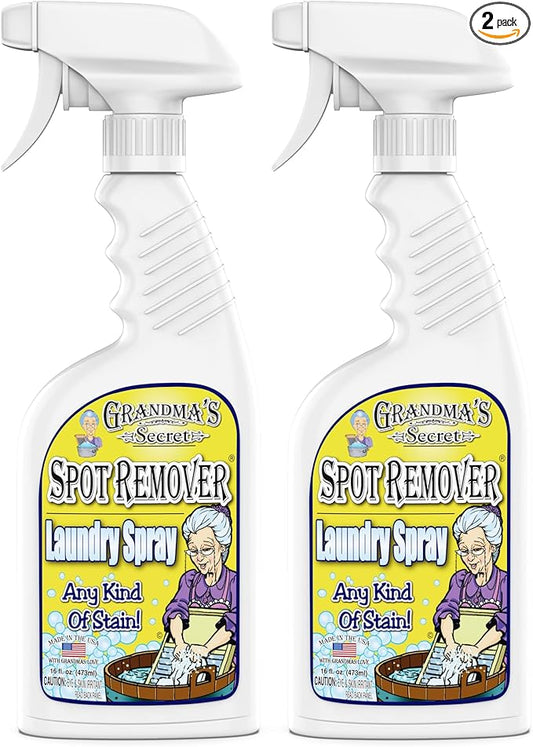 Grandma's Secret Spot Remover Laundry Spray - Chlorine, Bleach and Toxin-Free Fabric Stain Remover for Clothes - Removes Oil, Paint, Blood and Pet Stains - 16 Oz, 2 Pack