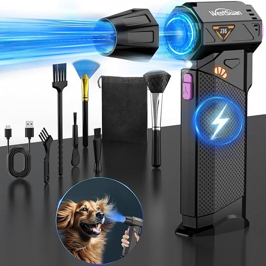 Compressed Air Duster, 210000RPM Electric Air Duster Equipped with Continuously Variable Speed, 320g Wind Pressure Turbo Blower, Rechargeable Cordless Jet Fan for Computer, Keyboard, Car Cleaning