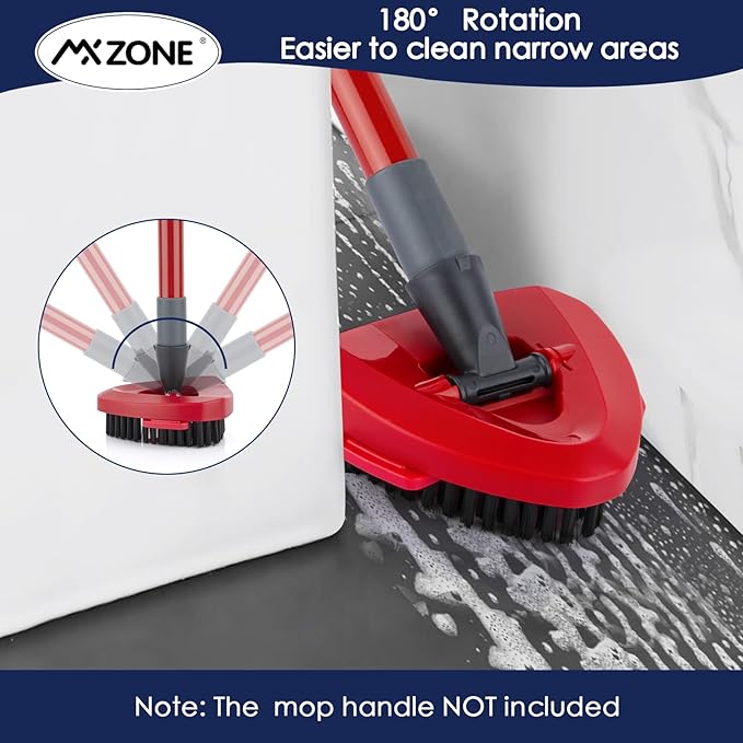 Scrubber and Mop Base Compatible with O Cedar RinseClean 2 Tank System, Spin Mop Scrub Brush Head Replacement, Hard Bristle Cleaning Brush, 1 Mop Base and 1 Scrub Brush, Not Fit EasyWring 1 Tank