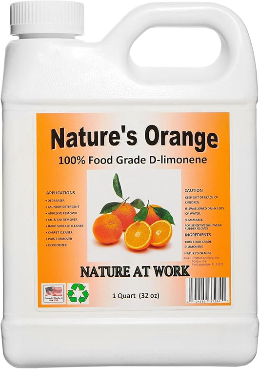 Nature's Orange 100% Pure Food Grade D-Limonene (Orange Oil Limonene Extract. Citrus Cleaner, Degreaser, and Deodorizer) 32 Fl. oz
