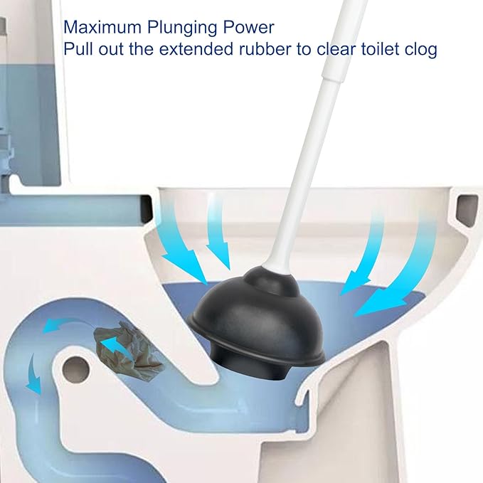 CELOX 2 Set Toilet Brush and Plunger Set, Toilet Brush and Holder Set, Toilet Bowl Brush and Holder, White