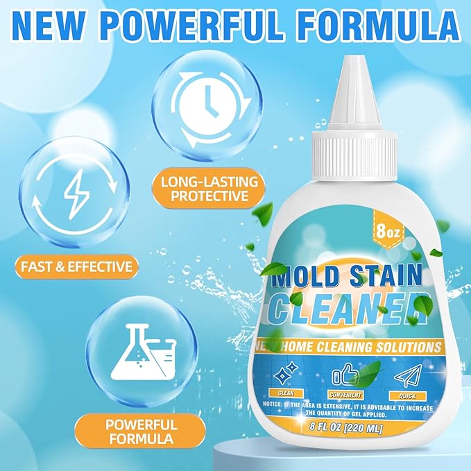 Mold Stain Cleaner Gel, 8 Fl oz Effective Washing Machine Cleaner for Front Load Washer Machine Gasket, Home Stain Cleaner Gel for Bathroom, Grout, Tile, Shower, Sink, Caulk, All-Purpose Cleaner