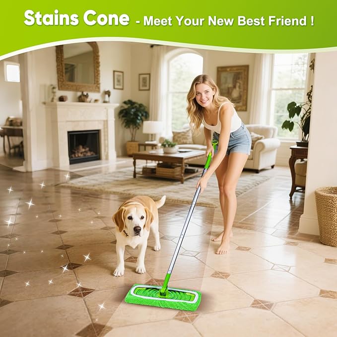 6-Pack Reusable Mop Pads Compatible with Sweeper Mop - 100% Coral Fleece Washable Refills - Microfiber Dry & Wet Sweeping Cloths for Multi-Surface/Hardwood Floor Cleaning