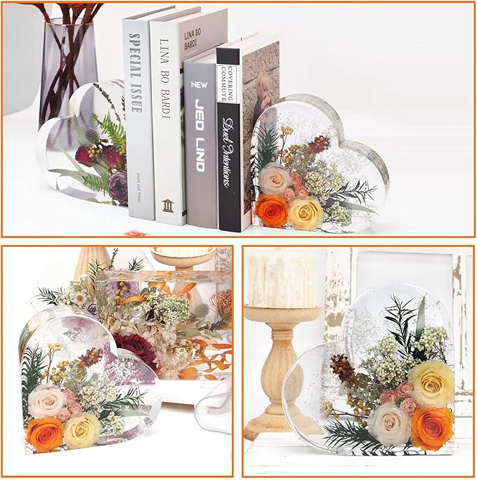 Large Silicone Molds for Resin, Resin Heart Molds 7.3'' x 8.7“x 2'', Deep Epoxy Resin Molds for Flowers Preservation,Resin Art, Resin Casting DIY Mold for Wedding,Valentine, Anniversary