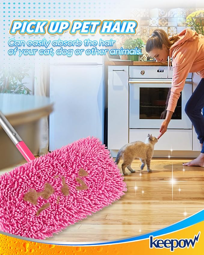 Reusable Dry Sweeping Cloths Microfiber Wet Mop Pads Compatible with Swiffer Sweeper Mop Replacement Sweeping Mopping pad Refills for Hardwood Surface Floor Cleaning (4PCS)