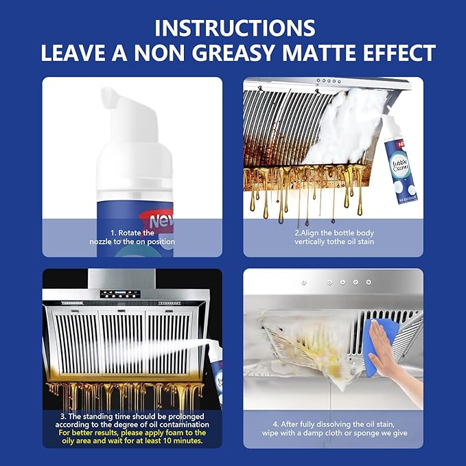 (100ML*3PCS) Bubble Cleaner Foam,Foaming Heavy Oil Stain Cleaner,All-Purpose Rinse-free Cleaner Spray,Kitchen Deep Cleaning Spray,Powerful Stain,Stubborn Grease & Grime Remover Bubble Spray