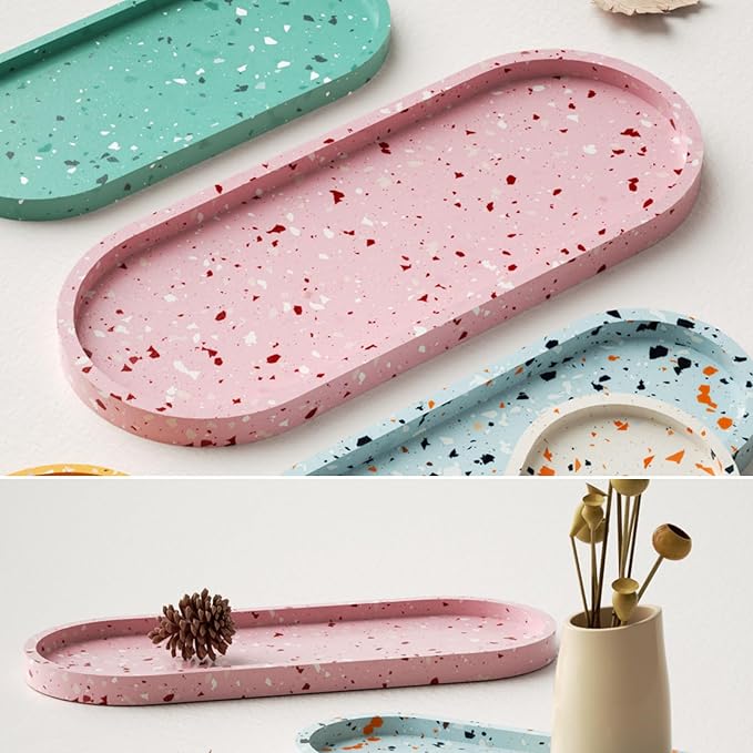 Large Oval Silicone Mold - Resin Concrete Mold 13in Big Tray Molds for Epoxy Resin Trinket Container Jewelry Plate Candle Holder Bathroom Vanity Tray Storage Craft Making