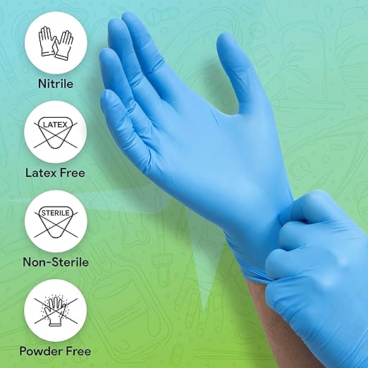 Medical Exam Blue Nitrile Gloves Small 1000 Count - 3 Mil Powder and Latex Free Disposable Gloves - Case of 10 Boxes of 100