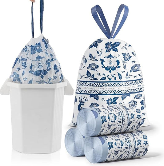 13 Gallon Trash Bags Drawstring, 60 Counts Tall Kitchen Trash Bags, Sturdy Large Trash Bags, Colored Garbage Bags 13 Gallon Tall Kitchen, Tear Resistant Kitchen Garbage Bags for Kitchen, Bathroom