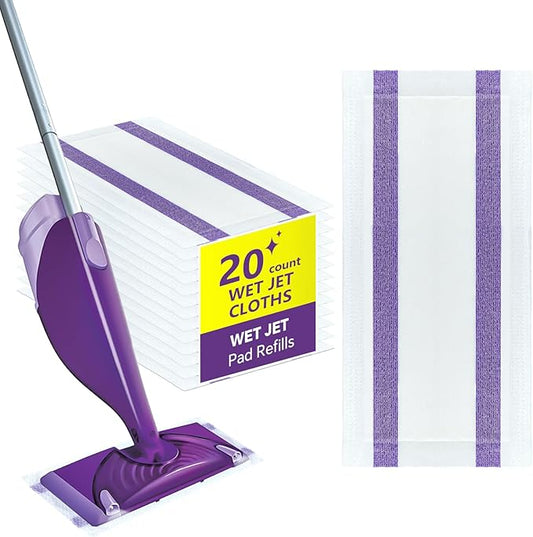 20 Count Wetjet Pads Refills, Disposable Mopping Pad Refills for Swiffer Wet Jet Mops, Thickness&Absorbent Household Cleaning, Multi Surface Floor Mop Pads