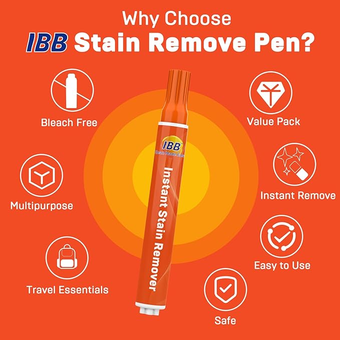 IBB Powerful Stain Remover for Clothes, Instant Spot Cleaning for All Laundry Tough Stains, Travel-Friendly & Portable Stain Remover Pen, Effective Stain Sticks, 5 Count