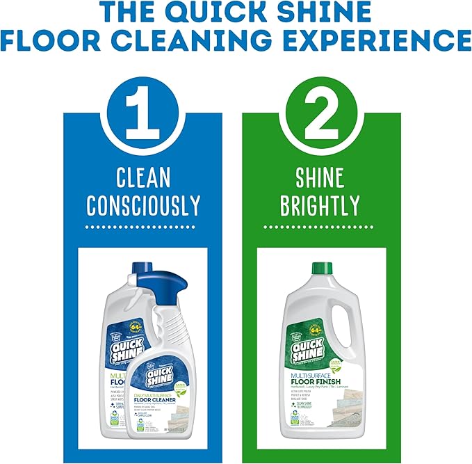 Quick Shine Multi Surface Floor Cleaner 64oz, 4Pk | Ready to Use-Streak Free- No Rinse | Use on Hardwood, Laminate, Luxury Vinyl Plank & Stone | Use in Spray Mops & Vac Mops | Safer Choice Cleaner