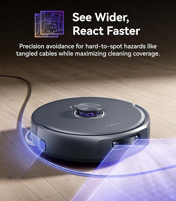 NARWAL Freo Z10 Ultra Robot Vacuum and Mop Combo, Dual RGB Cameras and Chips, AI Avoidance, 8N Corner to Edge Deep Cleaning, Dry-Wet Separation, 18000Pa, Hot Water Wash & Self-Emptying, Gray
