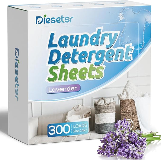 Laundry Detergent Sheets 150 Counts 300 Small Loads Travel Laundry Sheets ECO-friendly,No Plastic Clothes Washing Soap-Lavender