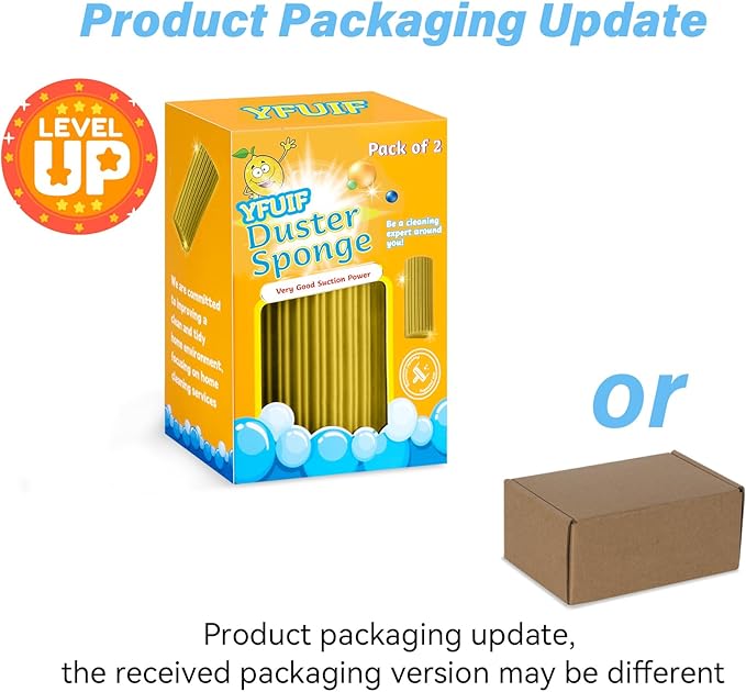 2-Pack Damp Clean Duster Sponge, Magic Sponge Eraser Baseboard Cleaner Tool, Dusters for Cleaning Blinds, Glass, Vents, Railings, Mirrors,Window Track Grooves and Faucets