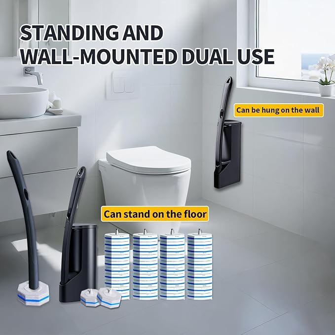 Disposable Toilet Brush - Toilet Bowl Cleaner, Toilet Cleaning Supplies, Toilet Brush with Holder, Toilet Bowl Cleaner Wands，40 Refills for Toilet Cleaning and Hygienic Bathroom Maintenance