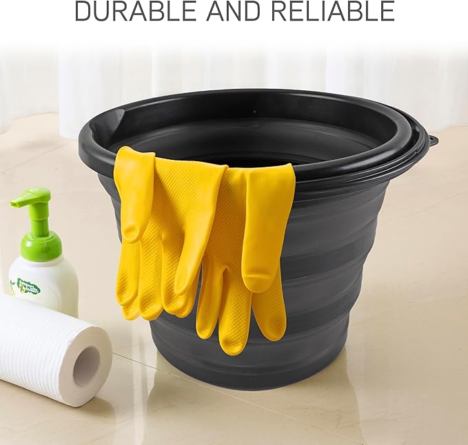 SIMPLEMADE Collapsible Bucket Cleaning Set - Includes 2 Foldable Buckets, Spray Bottle, Rag, Scrubbing Brush and Sponge - Holds Up to 10 liters, Easy Storage, All-Purpose Cleaning Solution