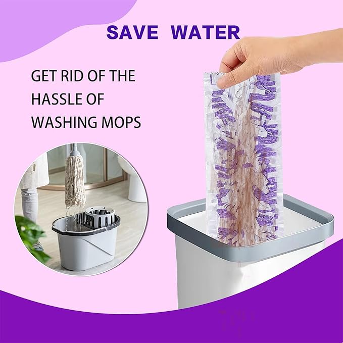 Disposable Mopping Pad Refills for PowerMop Multi-Surface Mop and PowerMop Wood Mop, Spray Clean Pads Replacement (Purple -20)