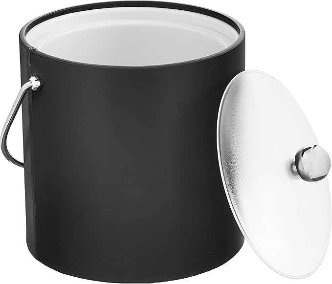 Kraftware Bartenders Choice Fun Colors Collection Ice Bucket - 3-Quart, Double Wall Construction, Keeps Ice Perfectly Chilled, Ideal for Hotel Guest Rooms and Bar Areas, Black, Handle