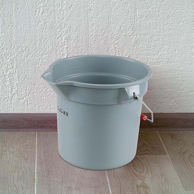 4-Pack 3.5 Gallon Industrial Round Utility Pail, 14 Quart Plastic Car Wash Bucket with Handle, Gray