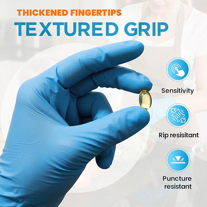 6 mil Disposable Nitrile Gloves, Heavy Duty Disposable Glove, Cooking Gloves, Latex Free, Powder Free