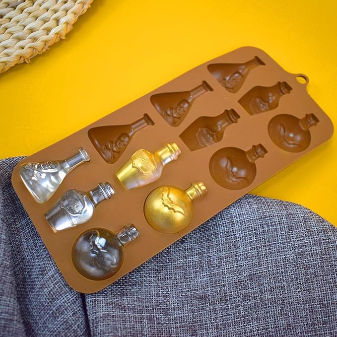 mostsom Chocolate Molds Silicone Mold Halloween Apothecary Potion Bottle for Ice Cube Jelly Crayon Gummy Cupcake Decoration (B_ 8.92x4.04x0.56 inch)