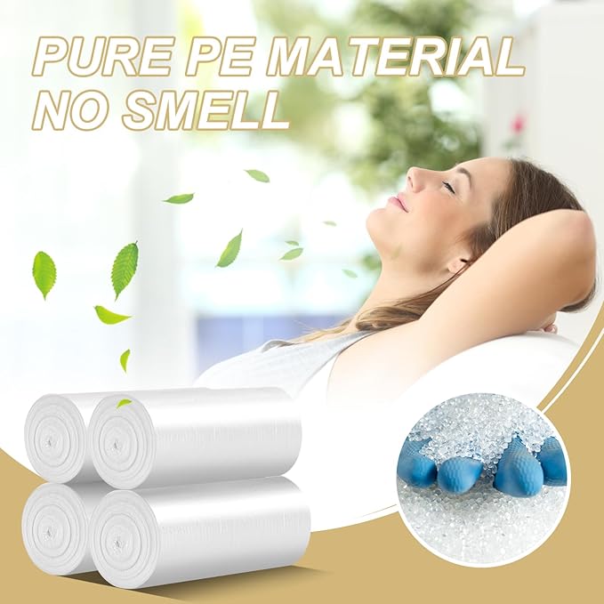 Magesh 12-13 Gallon Trash Bag Strong, Leakage-Free, Medium Garbage Bags Unscented Thick for Office, Kitchen Small Trash Can, 80L, 105 Bags, Clear