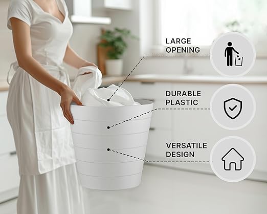 Small Trash Can (1.3 Gallons), Dorm Trash Can, Heavy Duty Dust Bin, Mini Garbage Can for Bedroom (Pack Of 3), Plastic Wastebasket, Bathroom Wastebasket (White) Round paper Trashcan, Office trashcan