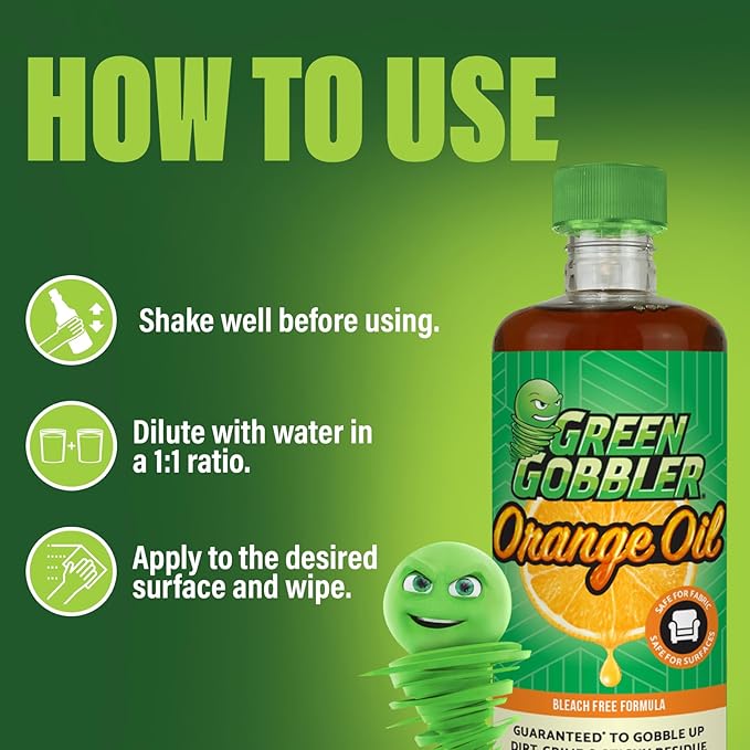 Green Gobbler, Cold Pressed Orange Oil Concentrate - 22.5 oz (D-Limonene) Multi-Purpose Home and Outdoor Cleaner (2 PACK)