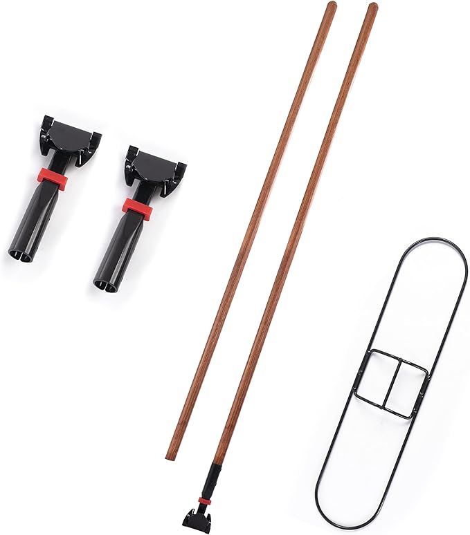 Matthew Cleaning Commercial Quick-Change Dust Mop Handle with Clip-on Metal Gripper for Heavy Duty Mop Head Replacement Holder, Lacquered Wood 60 inch 6packs-Natural