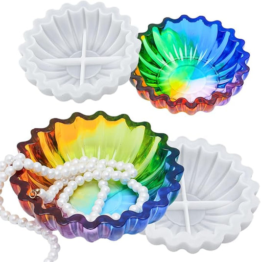 Resin Molds for Bowl 6 inches 5 inches Flower Tray Silicone Molds 2 Pack Epoxy Resin Casting Mold DIY Jewelry Dish Trinket Container Storage Plate Candle Tray Flowerpot Art Crafts Gifts Cement Mould