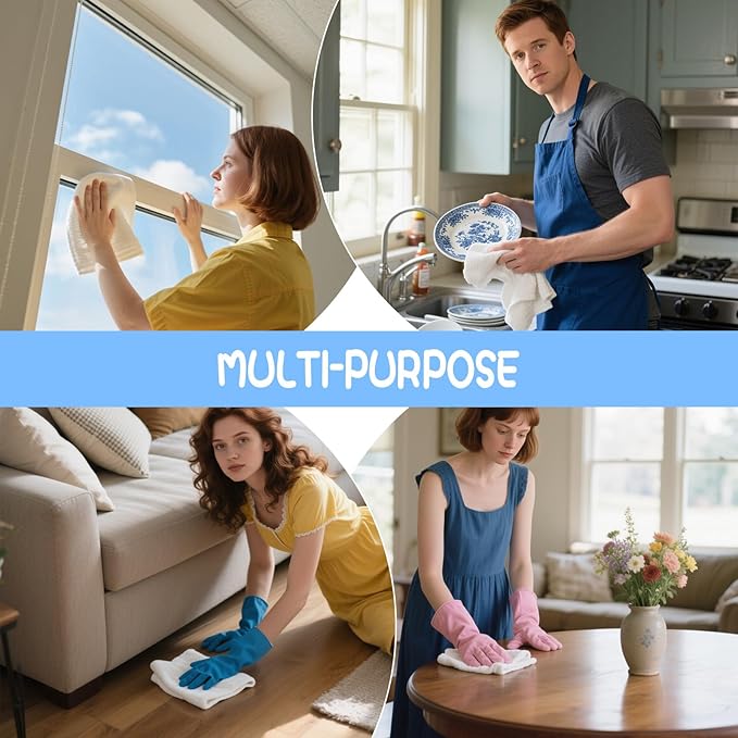 4 Pack Extra Large Microfiber Cleaning Cloths 20"x30", Lint-Free Reusable Towels for Home, Glass, Windows, Office, Kitchen, Bathroom – White