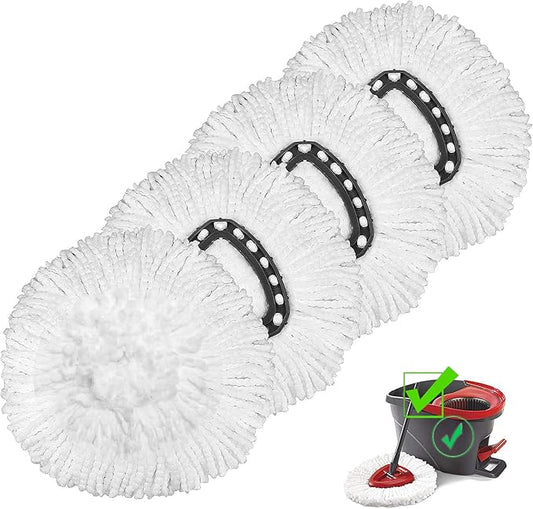 4 Pack Mop Head Replacement Compatible with O Cedar Mop Replace Head EasyWring 1-Tank, Microfiber Spin Mops Refills, Easy Cleaning