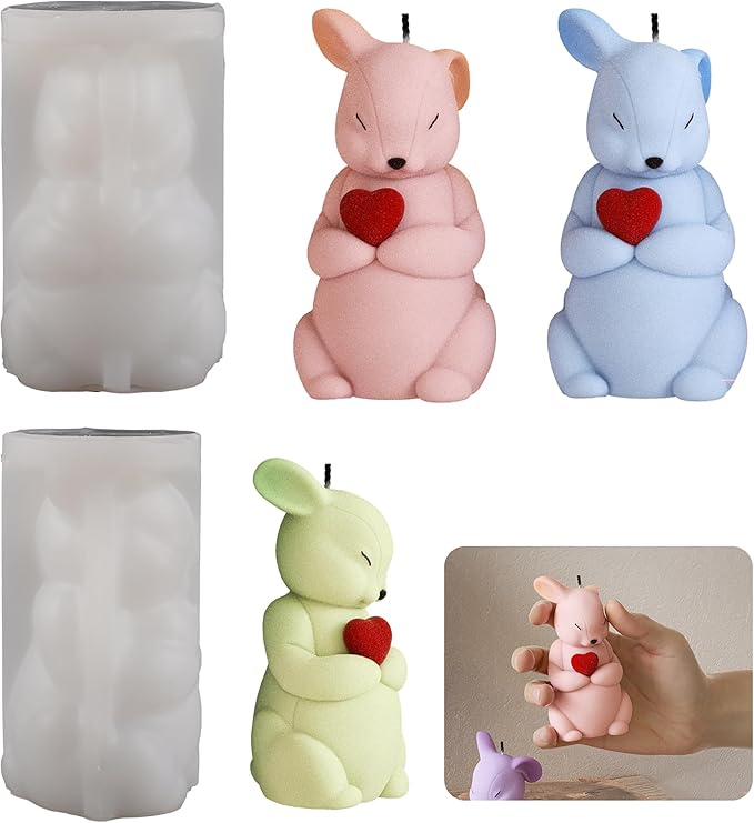Rabbit Heart Dragon Animal Resin Mold for Casting, Candle Making, Home Decor - 3D Silicone Molds