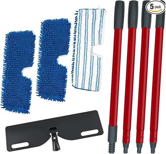 Microfiber Mops for Floor Cleaning, Flat Mop with 3 Reusable Pads and Extendable 58" Long Handle for O Cedar Dual-Action Microfiber Flip Mop , Dust Mop for Hardwood Floors, Wet & Dry Use