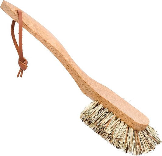 Redecker Extra Long Curved Dish Brush, Extra Strong Union Fiber Bristles, Oiled Beechwood Handle, 10-1/2 Inches, Made in Germany